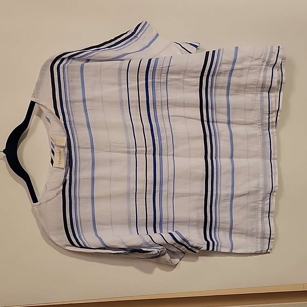 421 Chicos Striped Blue Shirt